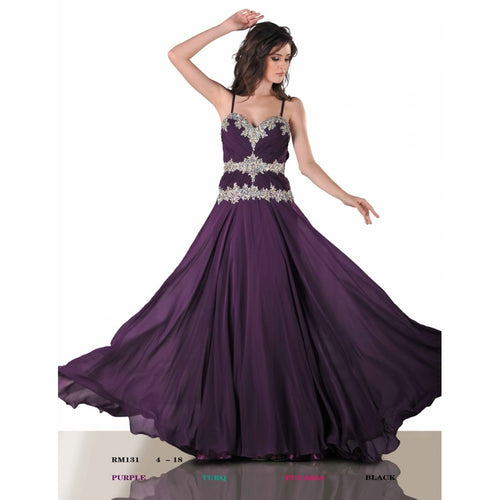 Romance Couture Rouched Chiffon Gown RM131 Fuchsia