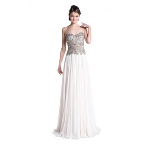 Romance Couture Rhinestone Bodice Chiffon Dress RM315