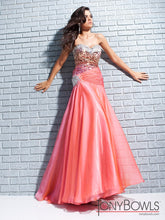Load image into Gallery viewer, Tony Bowls Fit &amp; Flare Coral Sequin Gown 113511