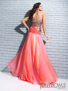 Tony Bowls Fit & Flare Coral Sequin Gown 113511