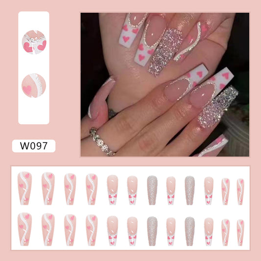 Glitter Hearts Press On Nail Set