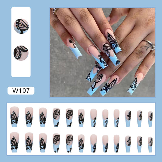 Blue Butterfly Press On Nail Set