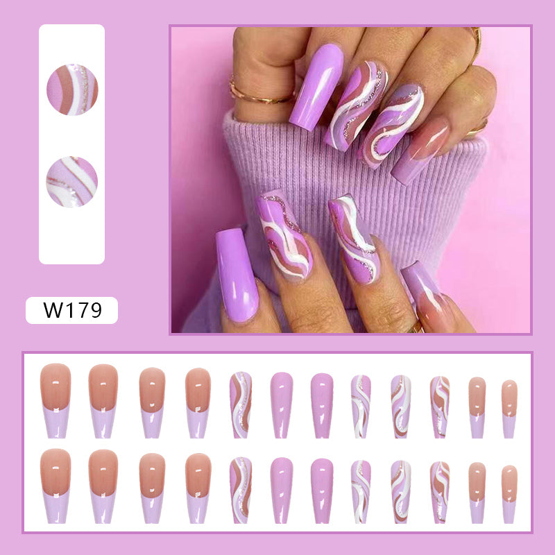 Lavender Swirl Press On Nail Set