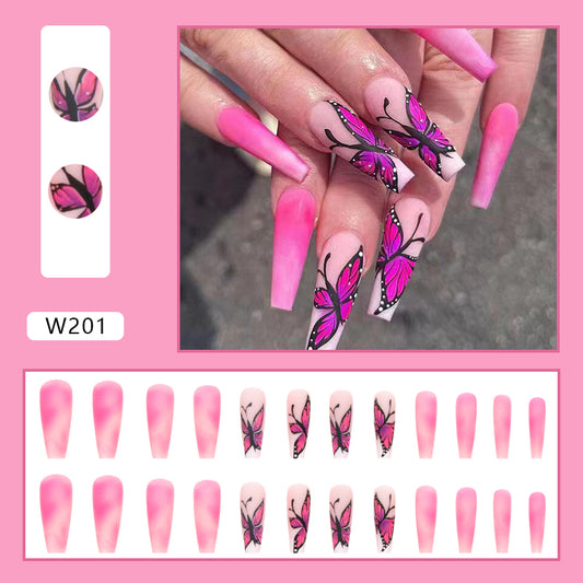 Fuchsia Butterfly Press On Nail Set
