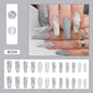 Silver Marble Press On Nail Set