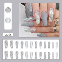 Load image into Gallery viewer, Silver Marble Press On Nail Set