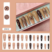 Load image into Gallery viewer, Brown LV Press On Nail Set