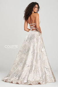 Colette Metallic Jacquard A-Line Gown CL12075