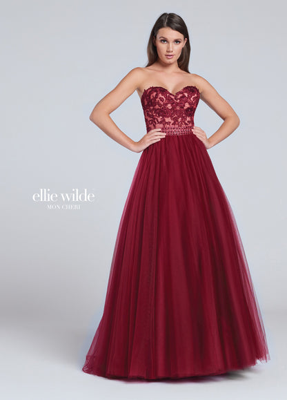 Ellie Wilde Strapless Tulle Ball Gown EW117058