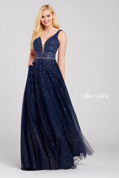 Ellie Wilde Rhinestone Tulle Gown EW120097