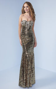 Splash Prom Gold Strapless Sequin Dress H324