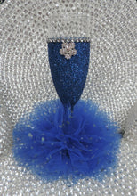 Load image into Gallery viewer, Royal Blue Glitter Wine Flute with Tulle Skirt