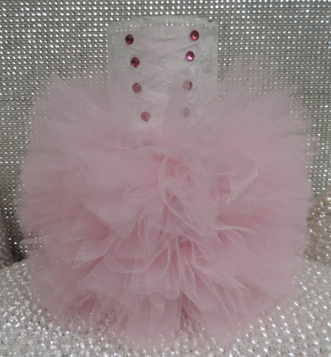 White/Light Pink Corset Tutu Dress Cylinder Vase