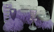 Load image into Gallery viewer, Lavender Tulle Hurricane Tealight Wedding Centerpiece