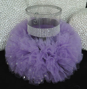 Lavender Tulle Hurricane Tealight Wedding Centerpiece