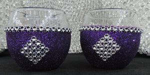 Purple Glitter Candle Holders - Set of 4