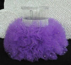 Purple Tulle Hurricane Tealight Wedding Centerpiece