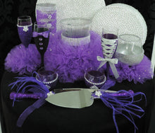 Load image into Gallery viewer, Corset Wine Glass - Purple Glitter with Silver Lace Up