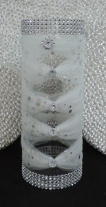 White Tulle Corset Cylinder Vase - Wedding Centerpiece