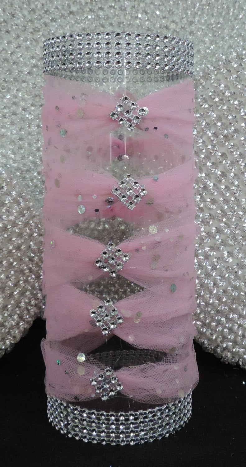Pink Tulle Corset Cylinder Vase - Wedding Centerpiece