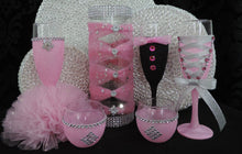 Load image into Gallery viewer, Corset Wine Glass - Bubblegum Pink Glitter with Silver Lace Up