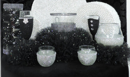 Silver Glitter Candle Holders - Set of 4