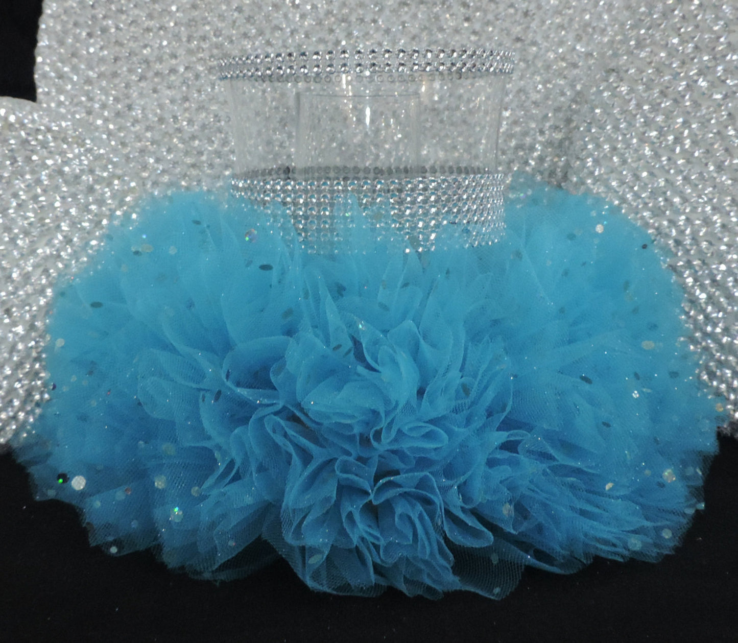 Turquoise Tulle Hurricane Tealight Wedding Centerpiece