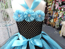 Load image into Gallery viewer, Turquoise/Black Sequin Tutu Dress