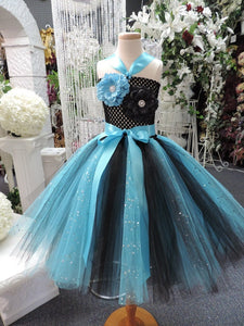 Turquoise/Black Sequin Tutu Dress
