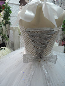 White/Silver Sequin Corset Flowegirl Tutu Dress
