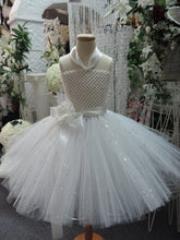 Load image into Gallery viewer, White/Silver Sequin Corset Flowegirl Tutu Dress