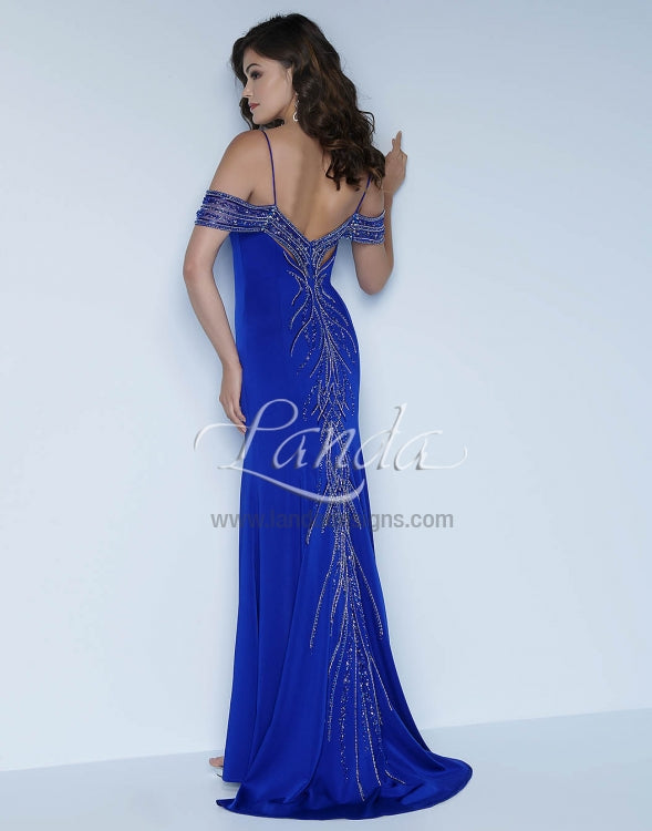 Splash Cold Shoulder Jersey Prom Dress K118 Royal