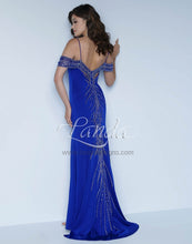Load image into Gallery viewer, Splash Cold Shoulder Jersey Prom Dress K118 Royal