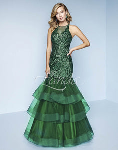 Splash Prom Sequin Mermaid Ruffle Skirt Dress K166 Emerald
