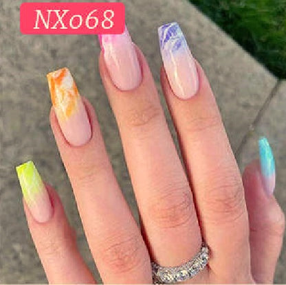 Rainbow Swirl Press On Nail Set